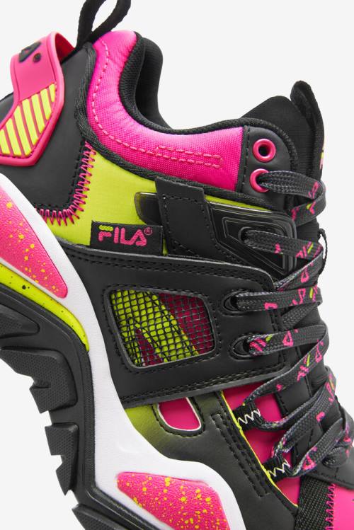 Fila Cage Mid Mixed Media Naisten Tennarit Mustat Valkoinen Pinkki | Fila981WA