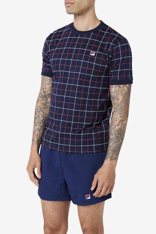 Fila Casbian Crew Miesten T Paidat Laivastonsininen Punainen Valkoinen | Fila785MZ