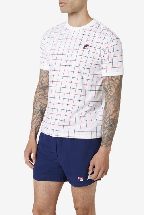 Fila Casbian Crew Miesten T Paidat Valkoinen Punainen Laivastonsininen | Fila561BH
