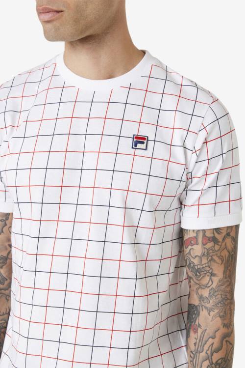 Fila Casbian Crew Miesten T Paidat Valkoinen Punainen Laivastonsininen | Fila561BH
