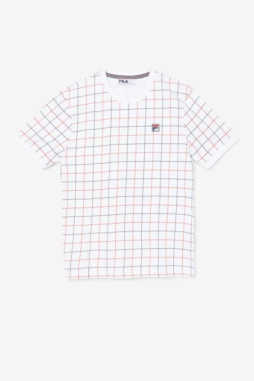 Fila Casbian Crew Miesten T Paidat Valkoinen Punainen Laivastonsininen | Fila561BH