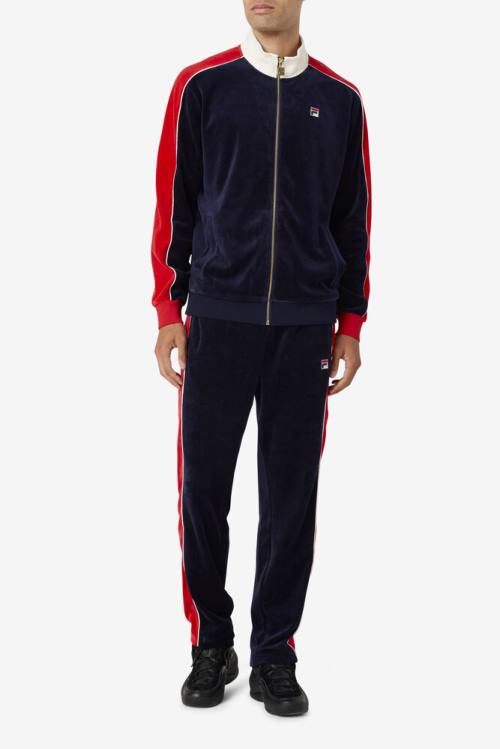 Fila Cima Velour Miesten Housut Laivastonsininen Punainen | Fila971VM