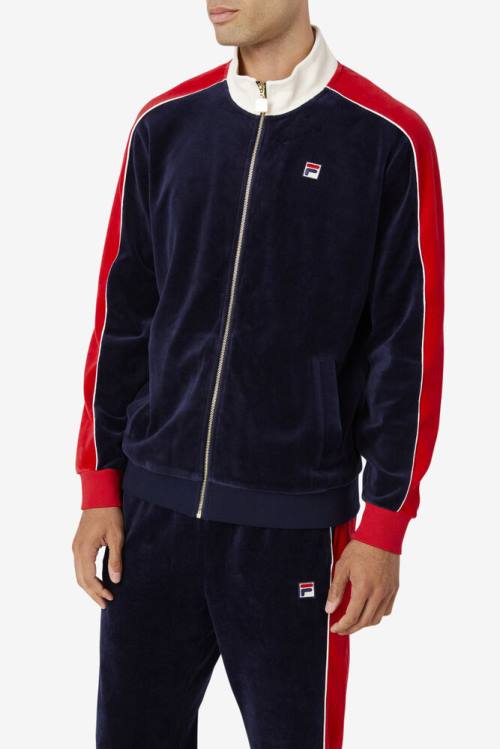 Fila Cima Velour Miesten Takki Laivastonsininen Punainen | Fila182OE