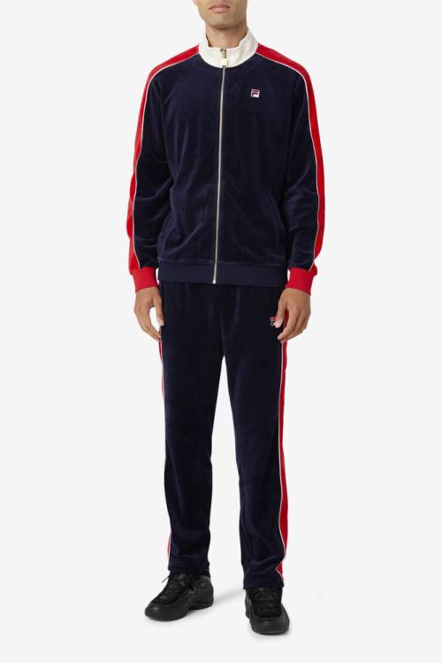 Fila Cima Velour Miesten Takki Laivastonsininen Punainen | Fila182OE