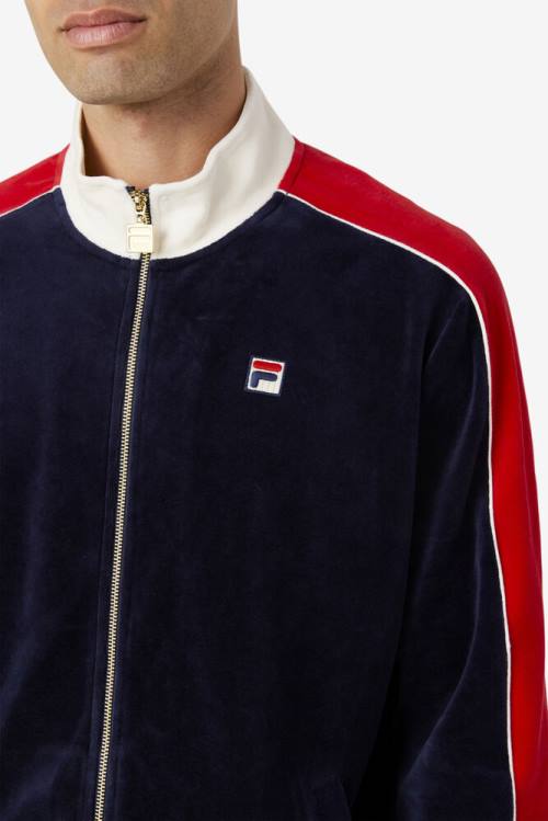 Fila Cima Velour Miesten Takki Laivastonsininen Punainen | Fila182OE