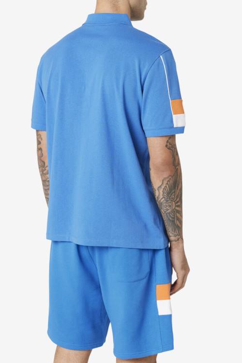 Fila Coda Miesten Pikeepaita Sininen Valkoinen Koralli Pinkki | Fila607YK