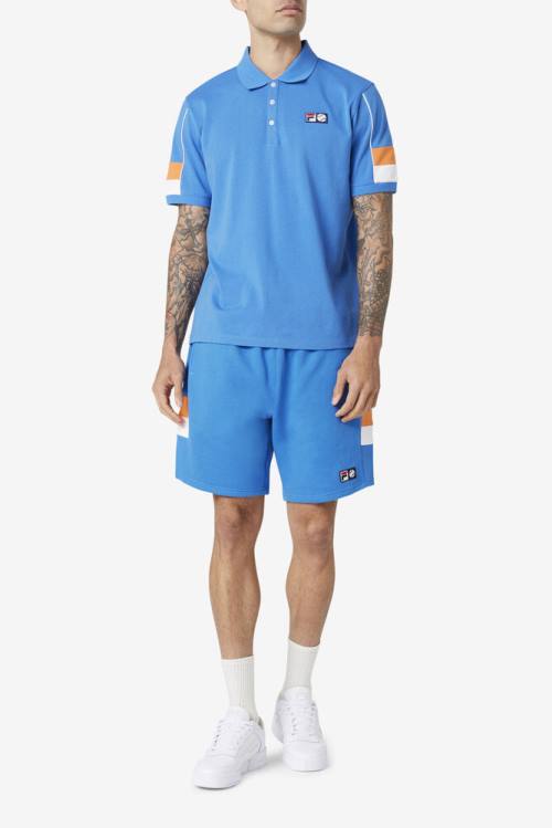 Fila Coda Miesten Pikeepaita Sininen Valkoinen Koralli Pinkki | Fila607YK