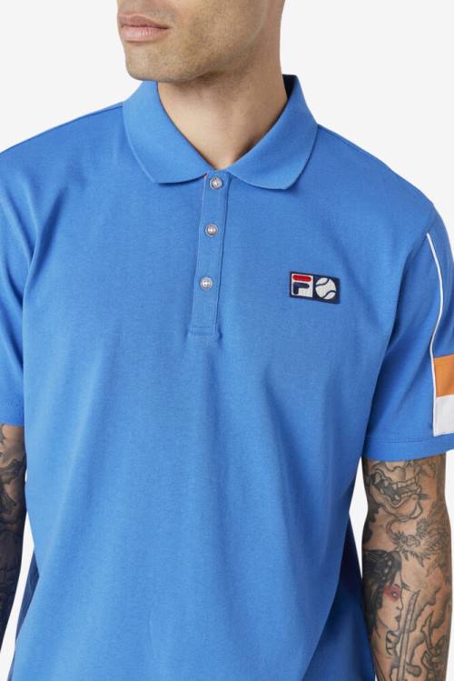 Fila Coda Miesten Pikeepaita Sininen Valkoinen Koralli Pinkki | Fila607YK