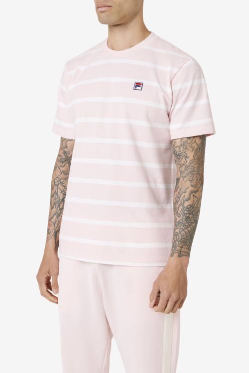 Fila Deny Crew Miesten T Paidat Pinkki Valkoinen | Fila195AF