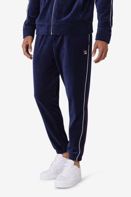 Fila Deverall Velour Miesten Housut Laivastonsininen Valkoinen Punainen | Fila740IM