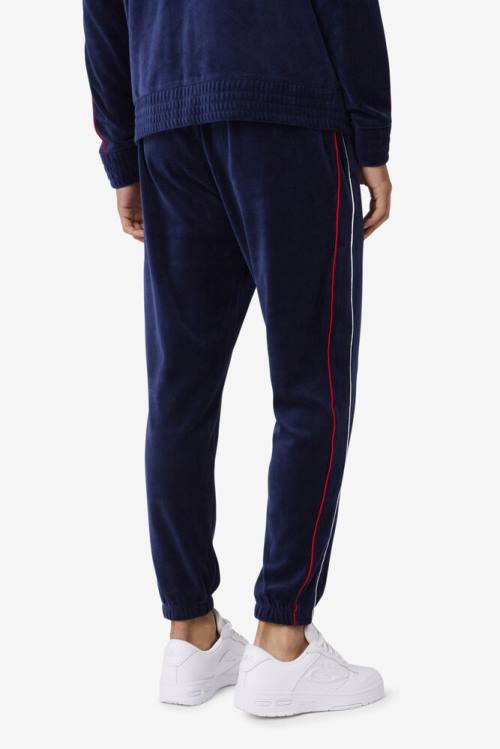 Fila Deverall Velour Miesten Housut Laivastonsininen Valkoinen Punainen | Fila740IM