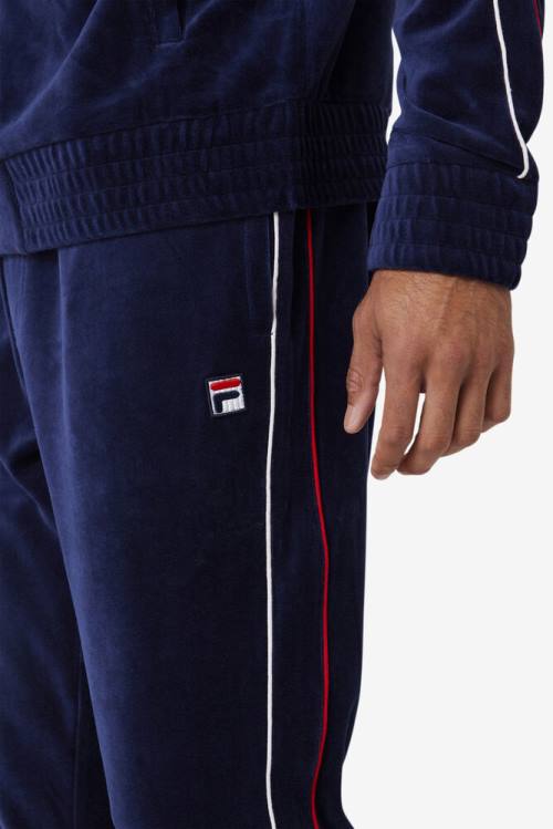 Fila Deverall Velour Miesten Housut Laivastonsininen Valkoinen Punainen | Fila740IM