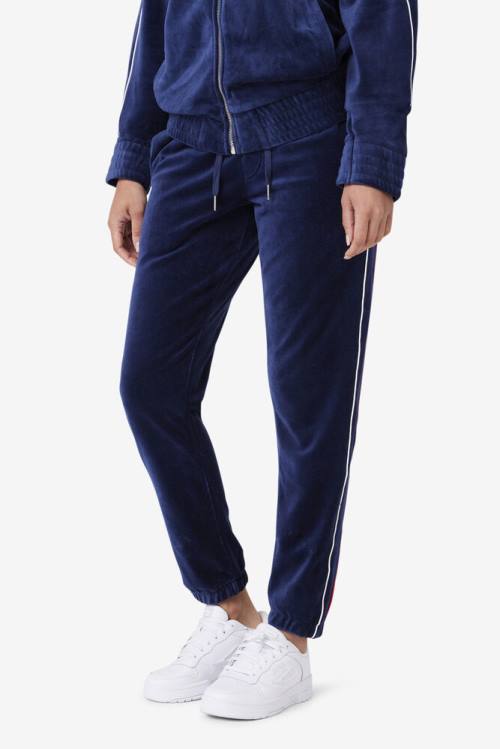 Fila Deverall Velour Miesten Housut Laivastonsininen Valkoinen Punainen | Fila740IM