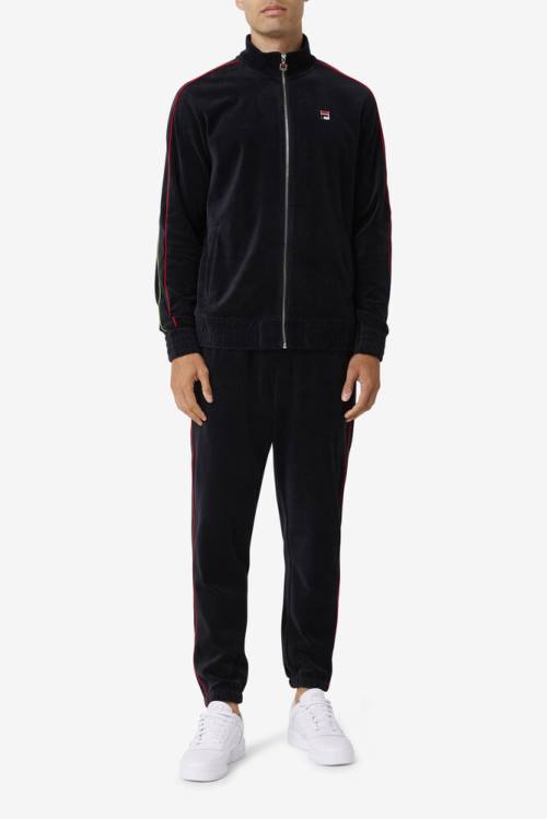 Fila Deverall Velour Miesten Housut Mustat Punainen Vihreä | Fila982KO