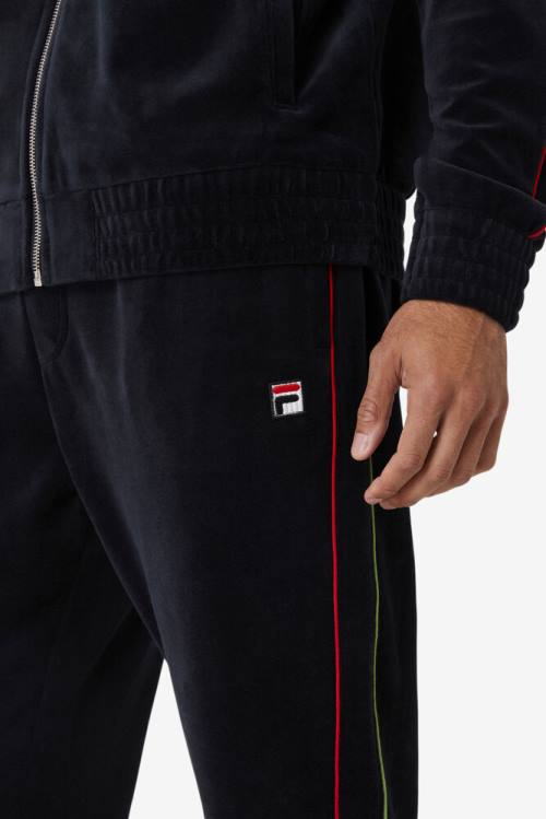 Fila Deverall Velour Miesten Housut Mustat Punainen Vihreä | Fila982KO