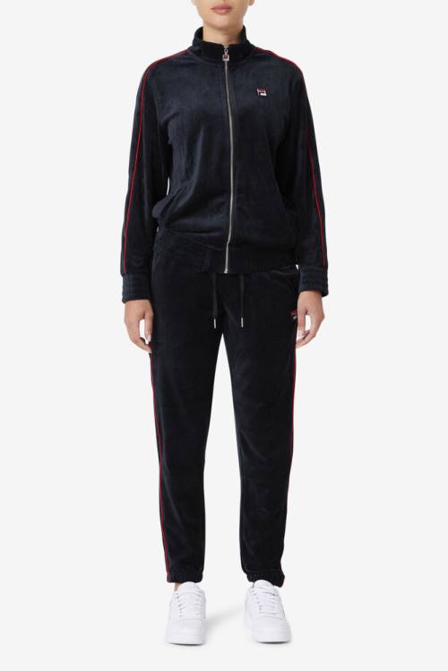 Fila Deverall Velour Miesten Housut Mustat Punainen Vihreä | Fila982KO