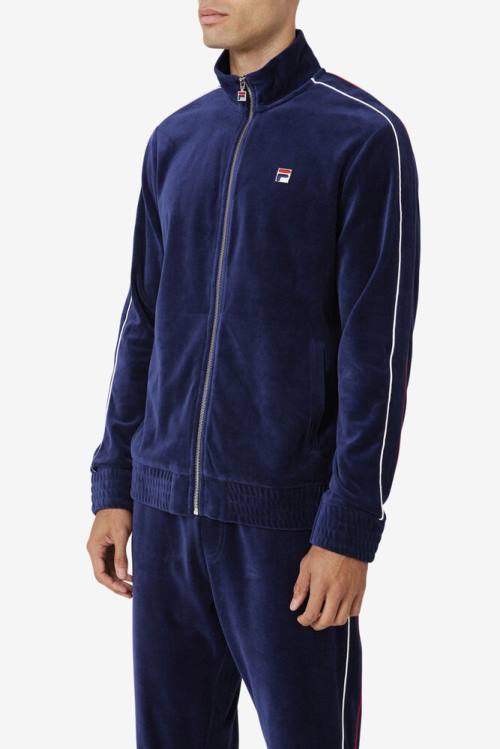 Fila Deverall Velour Miesten Takki Laivastonsininen Valkoinen Punainen | Fila896OK