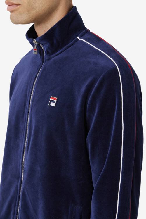 Fila Deverall Velour Miesten Takki Laivastonsininen Valkoinen Punainen | Fila896OK