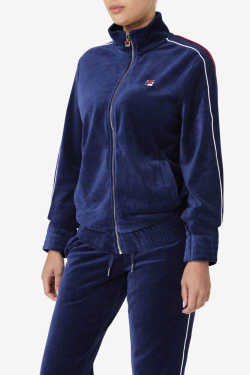 Fila Deverall Velour Miesten Takki Laivastonsininen Valkoinen Punainen | Fila896OK