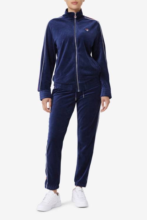 Fila Deverall Velour Miesten Takki Laivastonsininen Valkoinen Punainen | Fila896OK