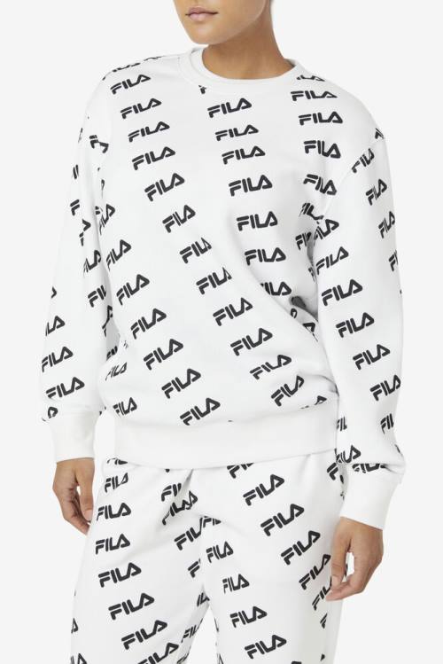 Fila Diagonal Logo Crew Miesten Puserot Valkoinen Mustat | Fila279QW