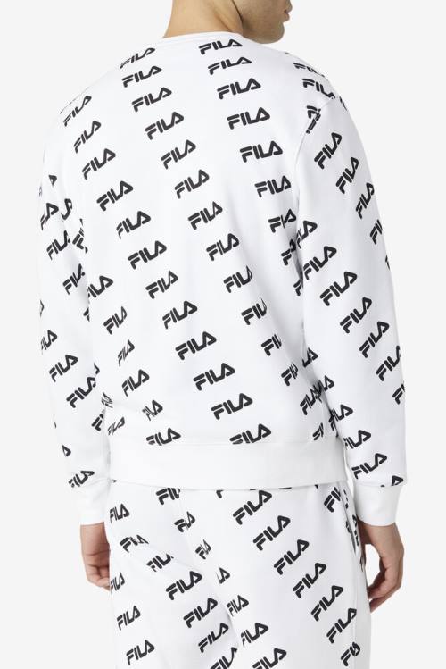 Fila Diagonal Logo Crew Naisten Puserot Valkoinen Mustat | Fila348CJ