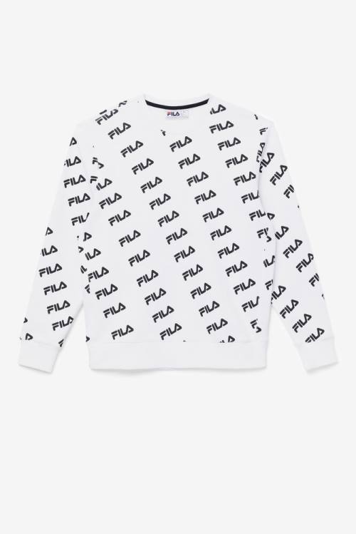 Fila Diagonal Logo Crew Naisten Puserot Valkoinen Mustat | Fila348CJ