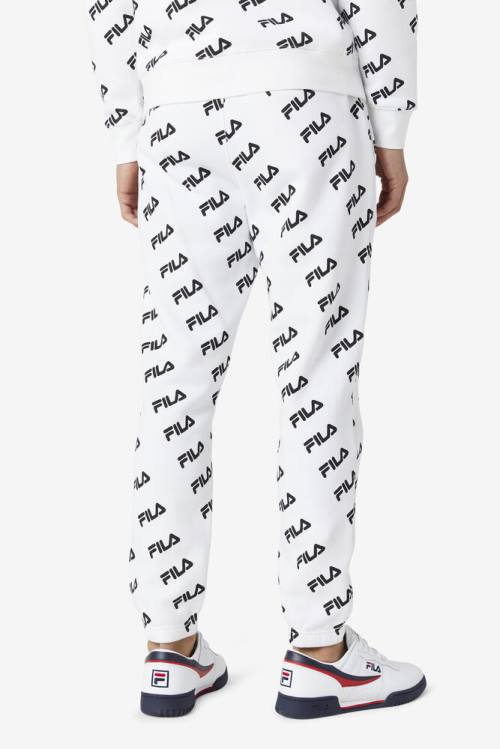 Fila Diagonal Logo Jogger Miesten Housut Valkoinen Mustat | Fila075TF