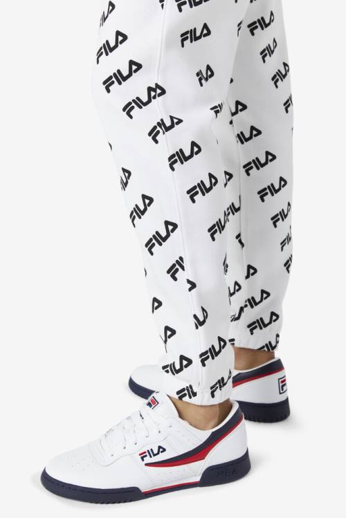 Fila Diagonal Logo Jogger Miesten Housut Valkoinen Mustat | Fila075TF