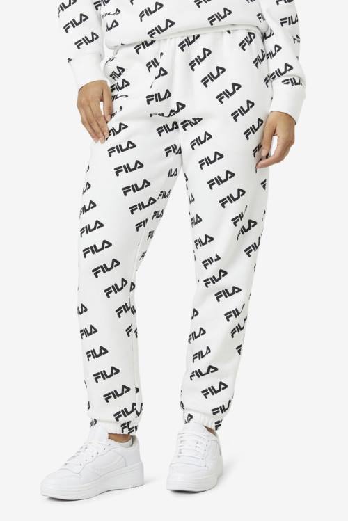 Fila Diagonal Logo Jogger Miesten Housut Valkoinen Mustat | Fila075TF