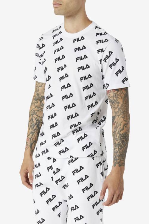 Fila Diagonal Logo Tee Miesten T Paidat Valkoinen Mustat | Fila802DC