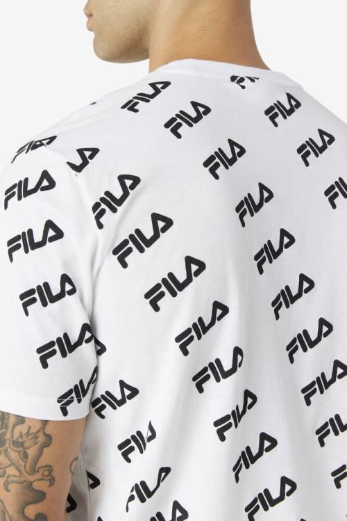Fila Diagonal Logo Tee Miesten T Paidat Valkoinen Mustat | Fila802DC