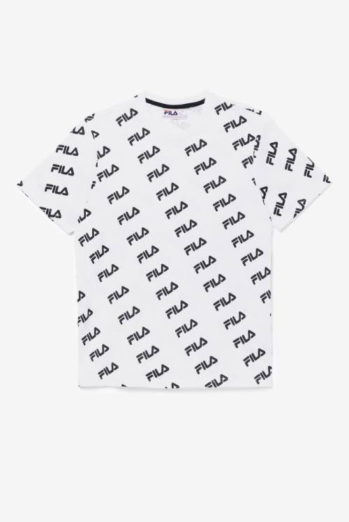 Fila Diagonal Logo Tee Miesten T Paidat Valkoinen Mustat | Fila802DC
