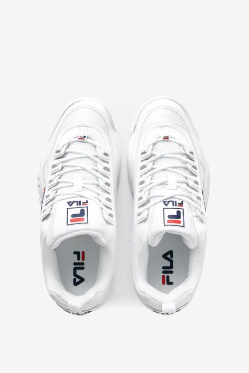 Fila Disruptor 2 Miesten No-sew Tennarit Valkoinen Laivastonsininen Punainen | Fila519CF