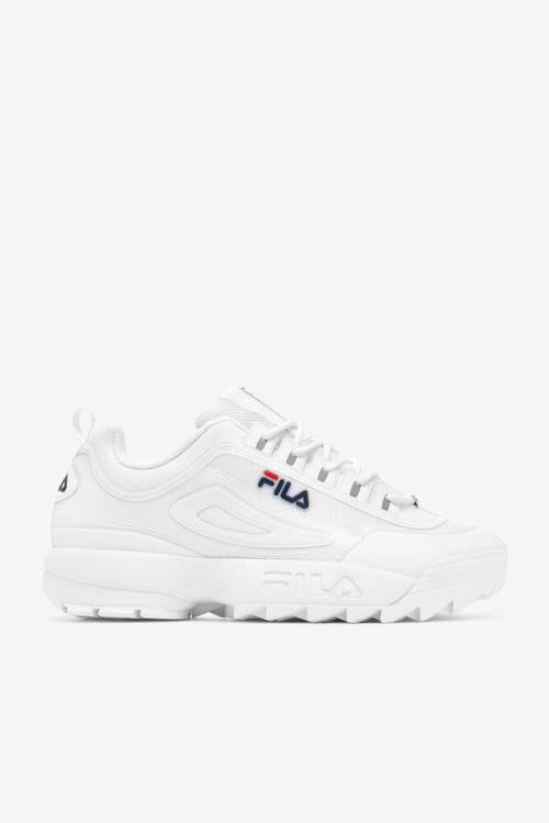 Fila Disruptor 2 Miesten No-sew Tennarit Valkoinen Laivastonsininen Punainen | Fila519CF