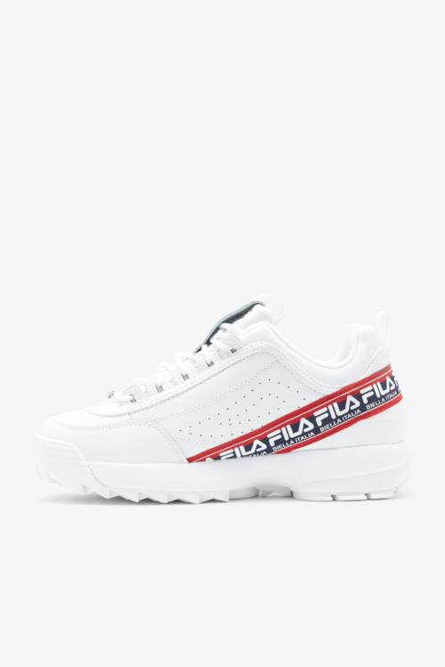 Fila Disruptor 2 Miesten Premium Logo Tape Tennarit Valkoinen Laivastonsininen Punainen | Fila593RZ