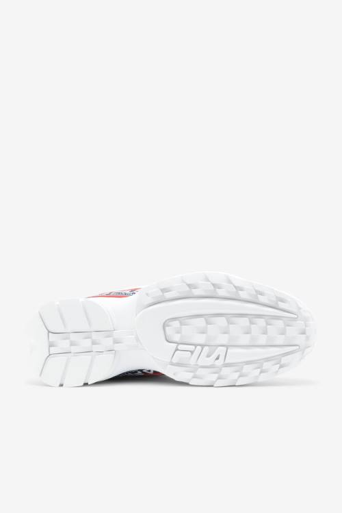 Fila Disruptor 2 Miesten Premium Logo Tape Tennarit Valkoinen Laivastonsininen Punainen | Fila593RZ