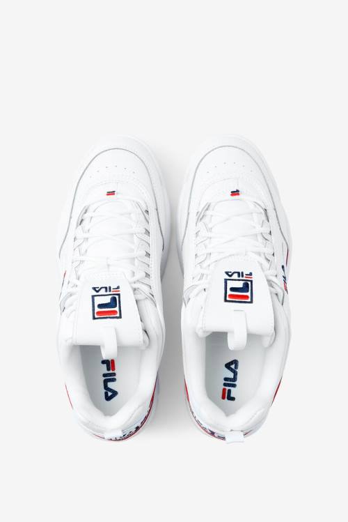 Fila Disruptor 2 Miesten Premium Logo Tape Tennarit Valkoinen Laivastonsininen Punainen | Fila593RZ