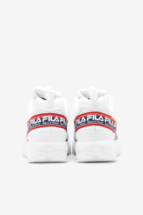Fila Disruptor 2 Miesten Premium Logo Tape Tennarit Valkoinen Laivastonsininen Punainen | Fila593RZ
