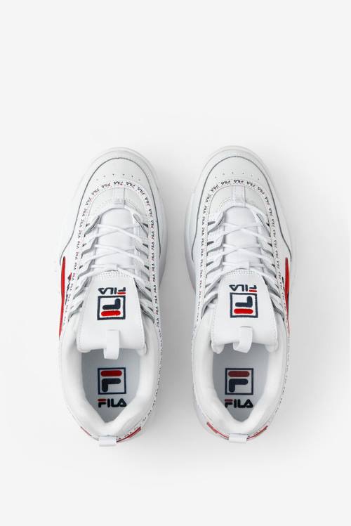 Fila Disruptor 2 Miesten Premium Repeat Tennarit Valkoinen Laivastonsininen Punainen | Fila491SH