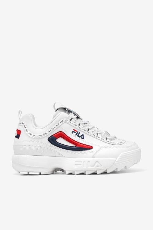 Fila Disruptor 2 Miesten Premium Repeat Tennarit Valkoinen Laivastonsininen Punainen | Fila491SH
