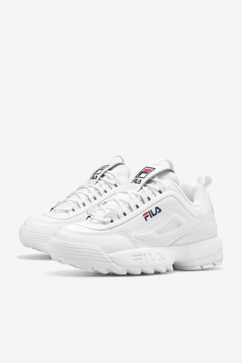 Fila Disruptor 2 Miesten Premium Tennarit Valkoinen Laivastonsininen Punainen | Fila167QP