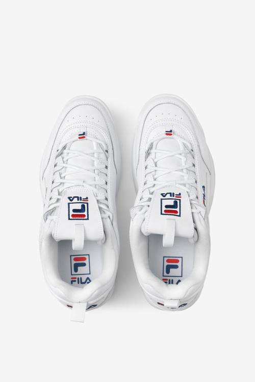 Fila Disruptor 2 Miesten Premium Tennarit Valkoinen Laivastonsininen Punainen | Fila167QP