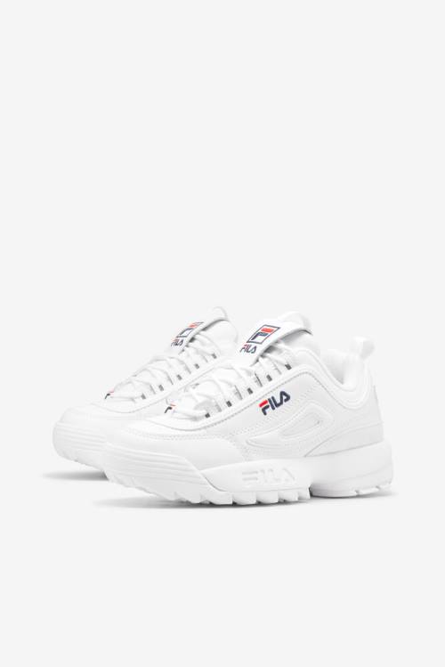 Fila Disruptor 2 Miesten Tennarit Valkoinen Laivastonsininen Punainen | Fila703SH