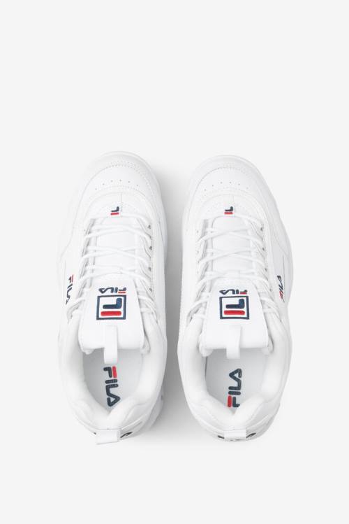 Fila Disruptor 2 Miesten Tennarit Valkoinen Laivastonsininen Punainen | Fila703SH