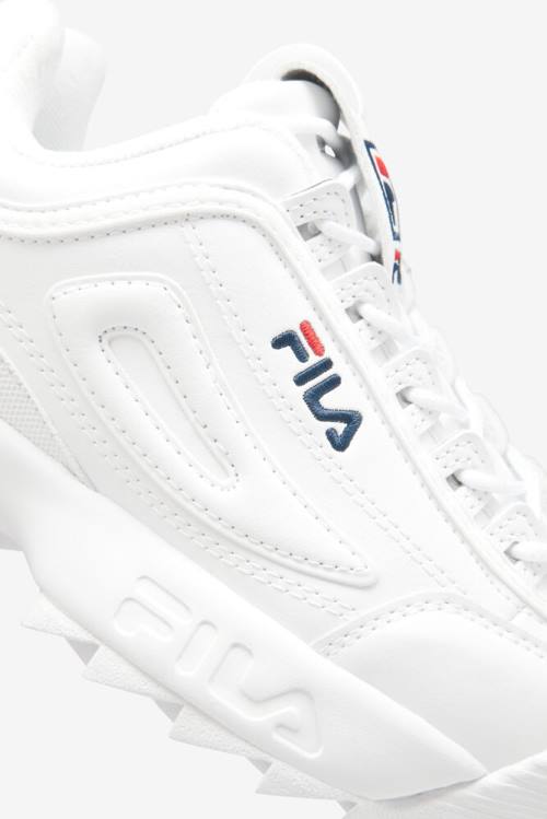 Fila Disruptor 2 Miesten Tennarit Valkoinen Laivastonsininen Punainen | Fila703SH