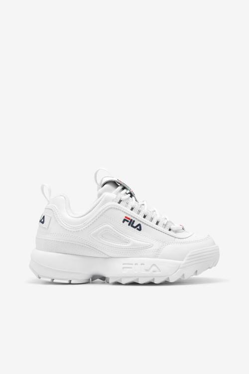 Fila Disruptor 2 Miesten Tennarit Valkoinen Laivastonsininen Punainen | Fila703SH