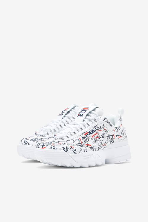 Fila Disruptor 2 Naisten Graffiti Tennarit Valkoinen Laivastonsininen Punainen | Fila346XJ