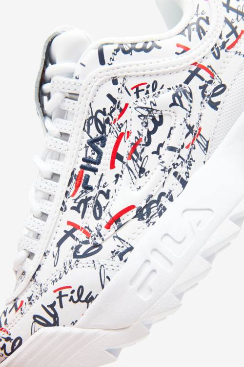 Fila Disruptor 2 Naisten Graffiti Tennarit Valkoinen Laivastonsininen Punainen | Fila346XJ