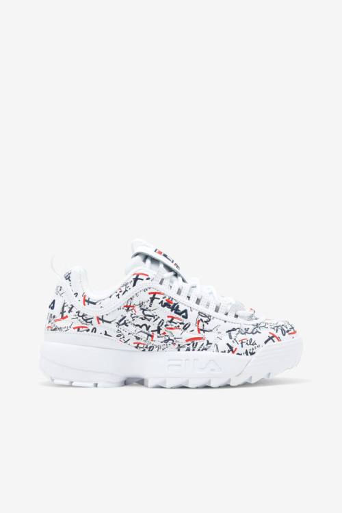 Fila Disruptor 2 Naisten Graffiti Tennarit Valkoinen Laivastonsininen Punainen | Fila346XJ